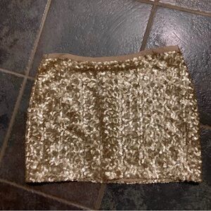 LONDONJEAN Gold Sequin Mini Skirt Women’s Size 6